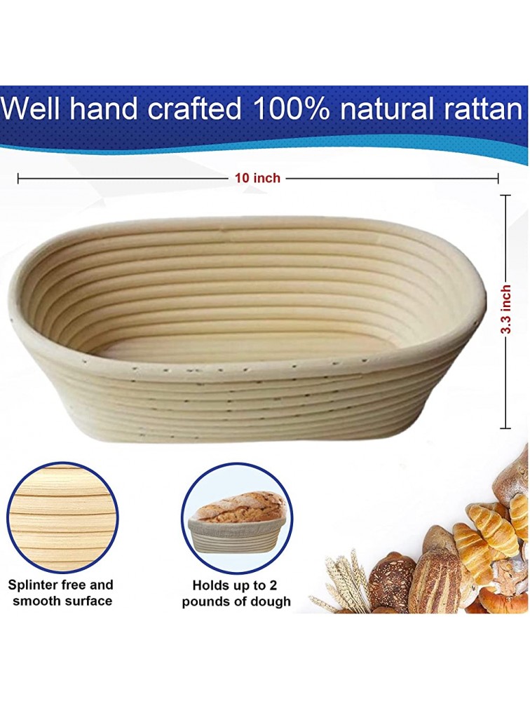 10 Inch Oval Banneton Proofing Basket Set – Bread Baking Kit with Dough Scraper Bread Lame Danish Dough Whisk Sourdough Proofing Basket for Artisanal Bread – Bread Making Tools and Supplies Set - B0F4QJQ78