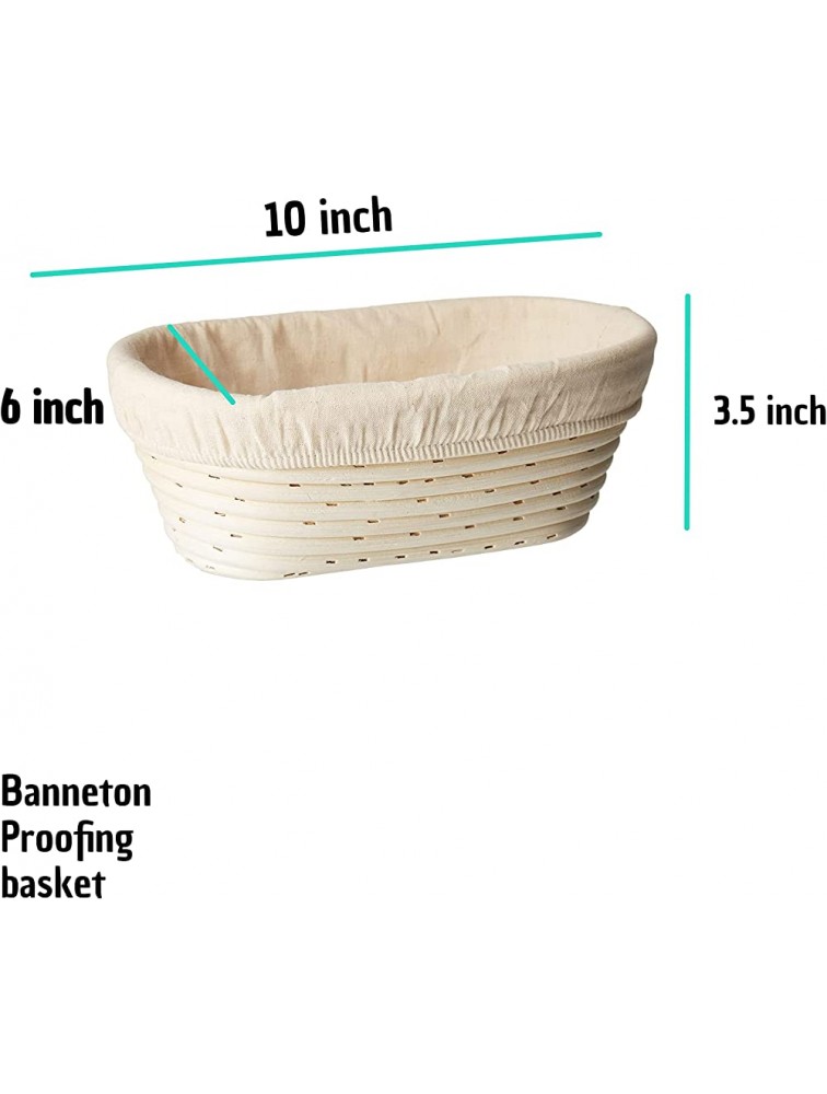 10 x 6 x 3.5 inch Oval Bread Banneton Proofing Basket & Liner SUGUS HOUSE Brotform Dough Rising Rattan Handmade rattan bowl Perfect For Artisan - B517JP3DH