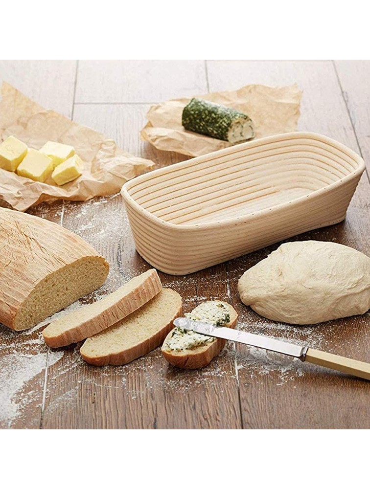 2 PCS 10 inch Oval Long Banneton Brotform Bread Dough Proofing Rising Rattan Basket & Liner for Professional & Home Bakers - BEBNQ4FXQ