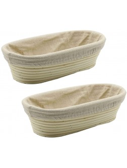 2 PCS 10 inch Oval Long Banneton Brotform Bread Dough Proofing Rising Rattan Basket & Liner for Professional & Home Bakers - BEBNQ4FXQ