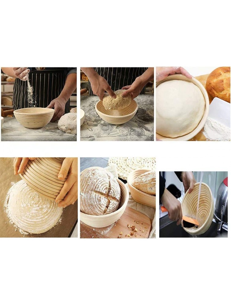 6 pack of 5 inch Sourdough Bread Bakery Basket,Round Bread Banneton Proofing Basket with Linen Liner Cloth Brotform Dough Rising Rattan Handmade Rattan Bowl for Professional & Home Bakers - BGIEGQFLF