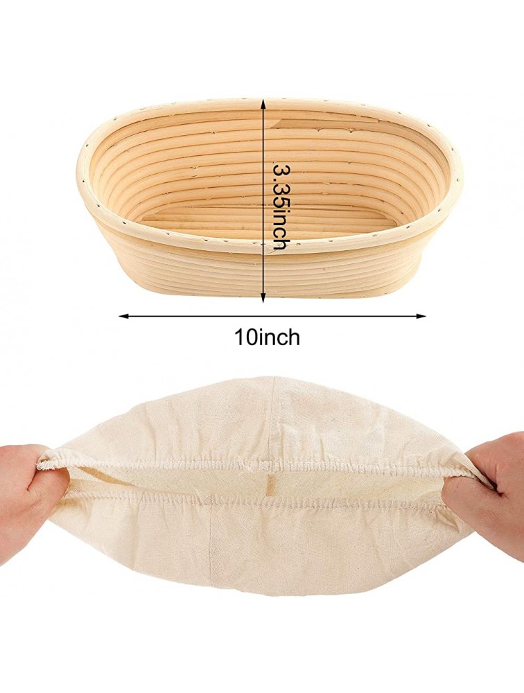 6 Pieces 10 Inch Oval Shape Bread Banneton Proofing Basket Cover Natural Rattan Baking Dough Sourdough Banneton Proofing Basket Cloth Liner - B8JBKPBUJ