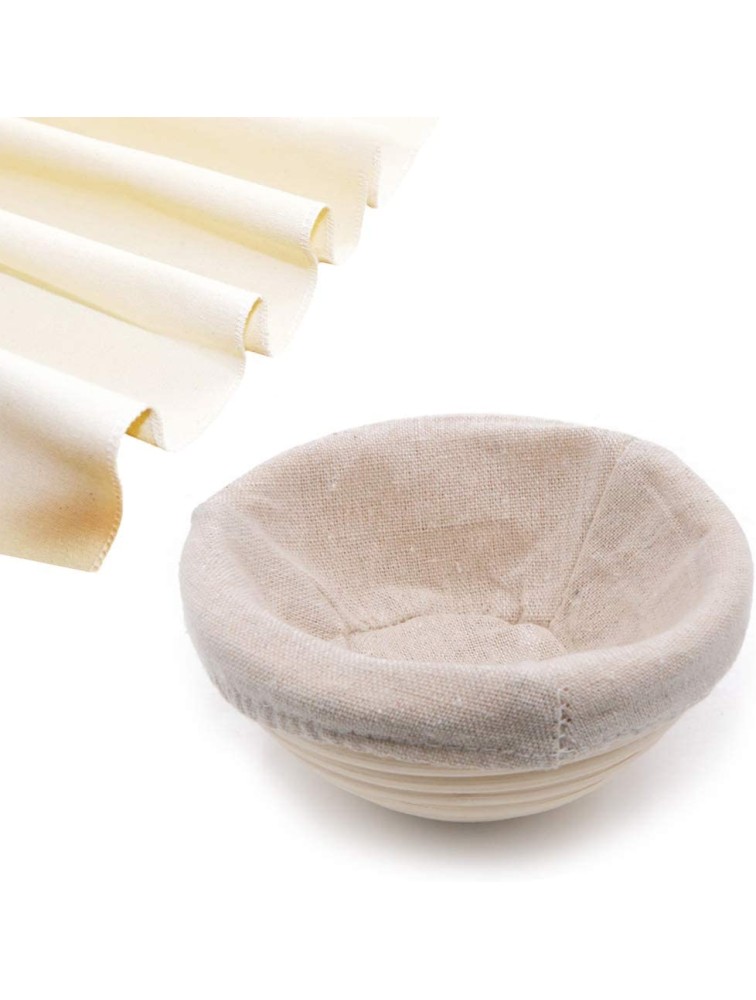 7 Inch Banetton Bread Proofing Basket Kit with Linen Liner Cloth and Large Bread Cotton Proofing Cloth,Bread Making Tools Round Shape Bread Bowls - B2WYZ3SX6