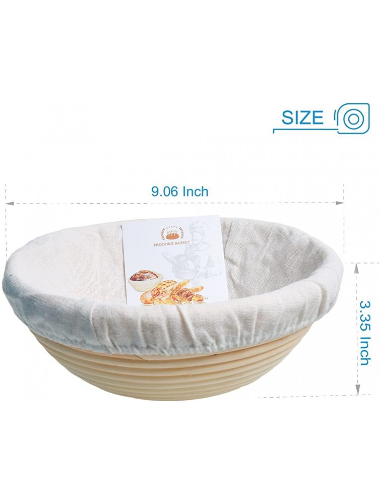 9 Inch Proofing Basket,WERTIOO Bread Proofing Basket + Bread Lame +Dough Scraper+ Linen Liner Cloth for Professional & Home Bakers - B5F3VN59J