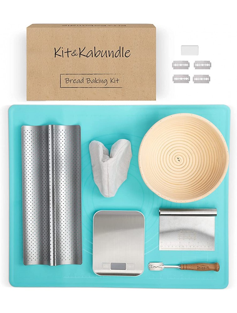 Bread Making Kit Bring The Bakery Into Your Kitchen with Kit & Kabundle's Bread Proofing Basket Set Bread Baking Kit with Precision Tools Accessories & E-Book To Begin Baking Homemade Sourdough - BMOUBKJND
