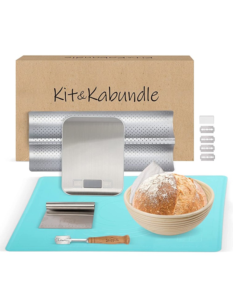 Bread Making Kit Bring The Bakery Into Your Kitchen with Kit & Kabundle's Bread Proofing Basket Set Bread Baking Kit with Precision Tools Accessories & E-Book To Begin Baking Homemade Sourdough - B6DJAYP0S