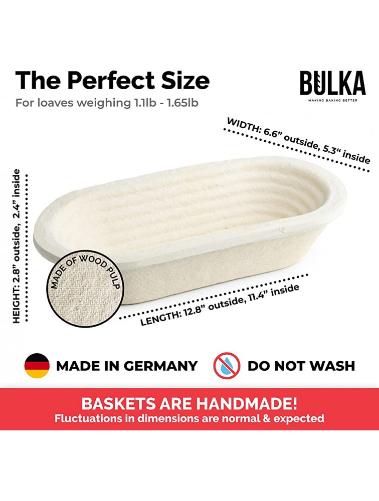 Bulka Oval Banneton Bread Proofing Basket Brotform Spruce Wood Pulp 750g Non-Stick Batard Dough Proving Bowl Boule Container for Bread Making Sourdough Artisan Loaves Made in Germany. - BTN1FKXWI
