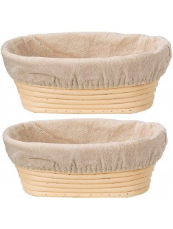 DOYOLLA Bread Proofing Baskets Set of 2 10 inch Oval Shaped Dough Proofing Bowls w Liners Perfect for Professional & Home Sourdough Bread Baking - BMQLGCRUS