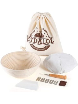 ETDALOL Banneton Bread Proofing Basket 9 Inch Bread Bowls for Rising Sourdough Bread Kit with Bakers Lame Sourdough Bread Scraper and Proofing Cloth - B05R624V3