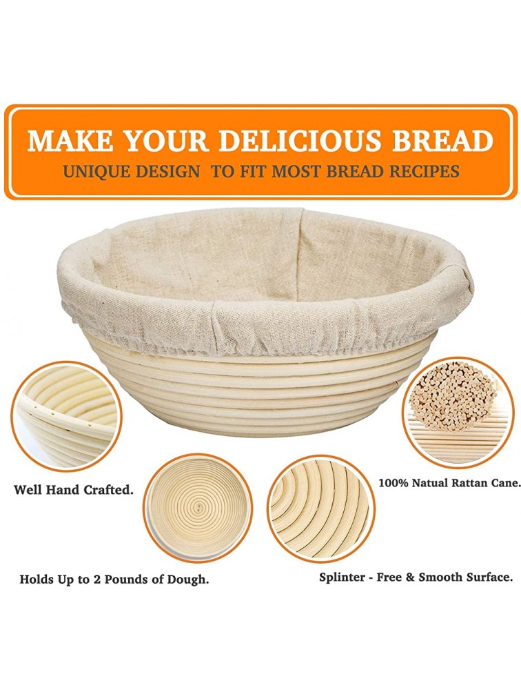 Farielyn-X 2 Packs 9 Inch Bread Banneton Proofing Basket Baking Dough Bowl Gifts for Bakers Proving Baskets for Sourdough Lame Bread Slashing Scraper Tool Starter Jar Proofing Box - BLZIX3DVK
