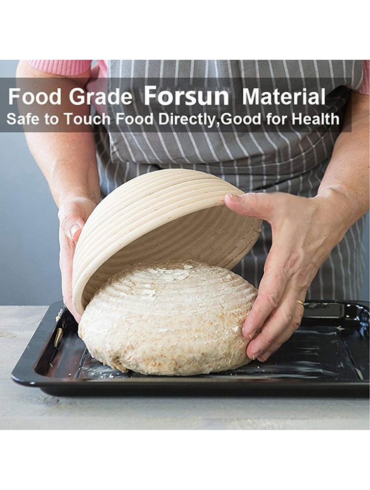 FORSUN Round Bread-Banneton-Proofing-Rising-Basket Rattan Brotform Bread Dough Set 8.5 inch for Home Bakers - BER0IG82B