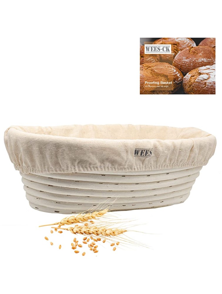 Handmade 10 Inch Bread Banneton Proofing Basket Oval Baking Bowl Dough Gifts for Professional and Home Backers Proving Baskets for Sourdough with Linen Liner Cloth and User Guide - BMPLLLNQ4