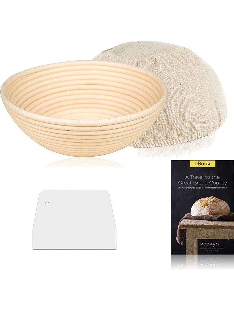 Kookyn 9 Inch Bread Banneton Proofing Basket Sourdough Baking Bowl Gift for Bakers Proving Baskets for Sourdough Proofer Bowl with Liner - BS8YSNFY8