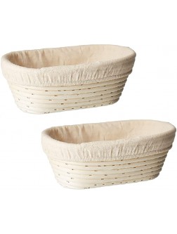 Set of 2 Oval 9.8 x 6 x 3.5 inch Banneton Proofing Basket & Liner SUGUS HOUSE Brotform Dough Rising Rattan Handmade rattan bowl-Perfect For Artisan - BGAJVJV6M