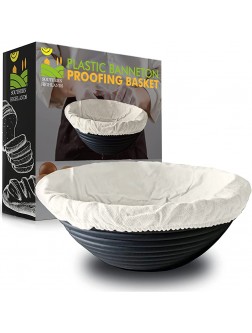 Southern Highlands Banneton Bread Proofing Basket – Non-wood Durable Plastic Proofing Basket with Cloth Liner – Sourdough Bread Making Starter Kit – Smooth Removal of Dough 9.8″ x 3.1″ - B3SHK0EQ8