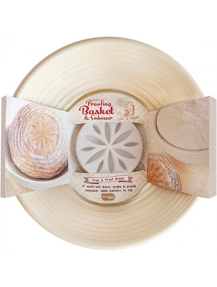 Talisman Designs Decorating Embosser | 9-Inch Warmer Basket | Dough Proofing Box Bowls | Create Perfect Crust & Shaped Bread Loaves - B0GAFRKPJ