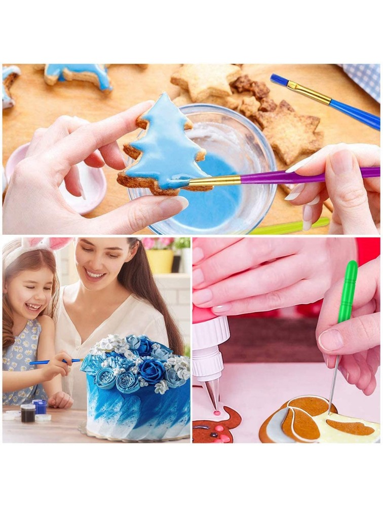 15pcs Cookie Decorating Brushes Set Fondant Cake Tool and Cookie Scriber Needle for Cookie Fondant Cake Decoration - BT8OGWGQF