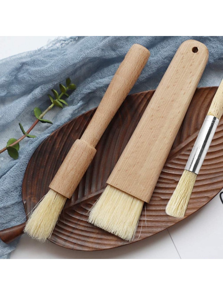 3 Pack Pastry Brushes,DanziX Round and Flat Natural Wood Basting Oil Brush with Bristles Used for BBQ Sauce Basting Cooking Baking - B09K3U97U