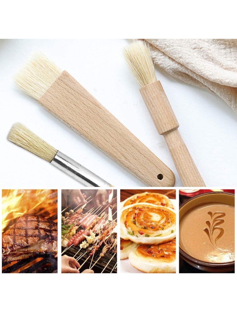 3 Pack Pastry Brushes,DanziX Round and Flat Natural Wood Basting Oil Brush with Bristles Used for BBQ Sauce Basting Cooking Baking - B09K3U97U
