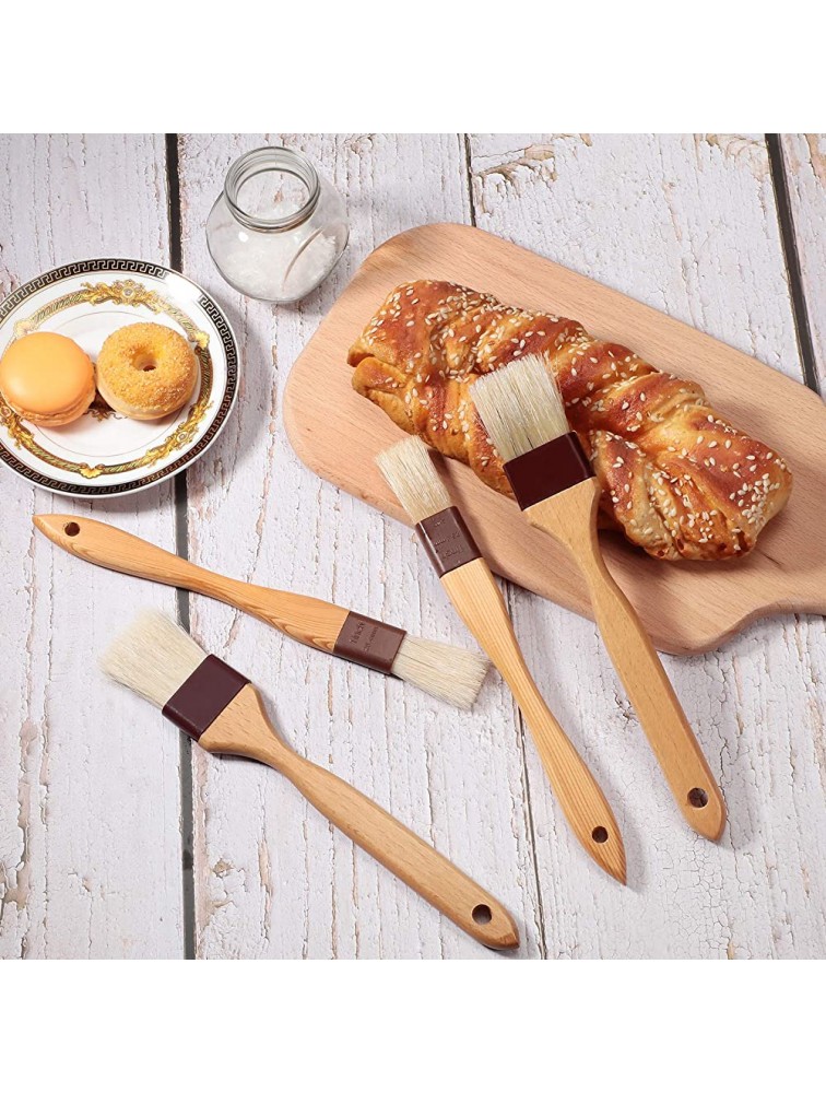 4 Pieces Lengthen Pastry Brushes Basting Oil Brush with Boar Bristles and Beech Hardwood Handles 1 Inch and 1.5 Inch Width BBQ Spreading Oil Brush for Cooking Baking - BXBFSAIXP