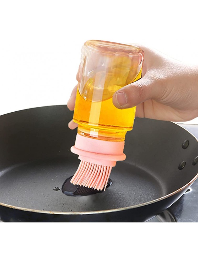 Alovexiong 2pcs Glass Oil Bottle with Silicone Basting Brush Sauce Bottle with lid Cooking Grill Barbecue Baking Pastry Oil Honey Brush for Cooking BBQ Kitchen Tools - BE5CMM7ZH