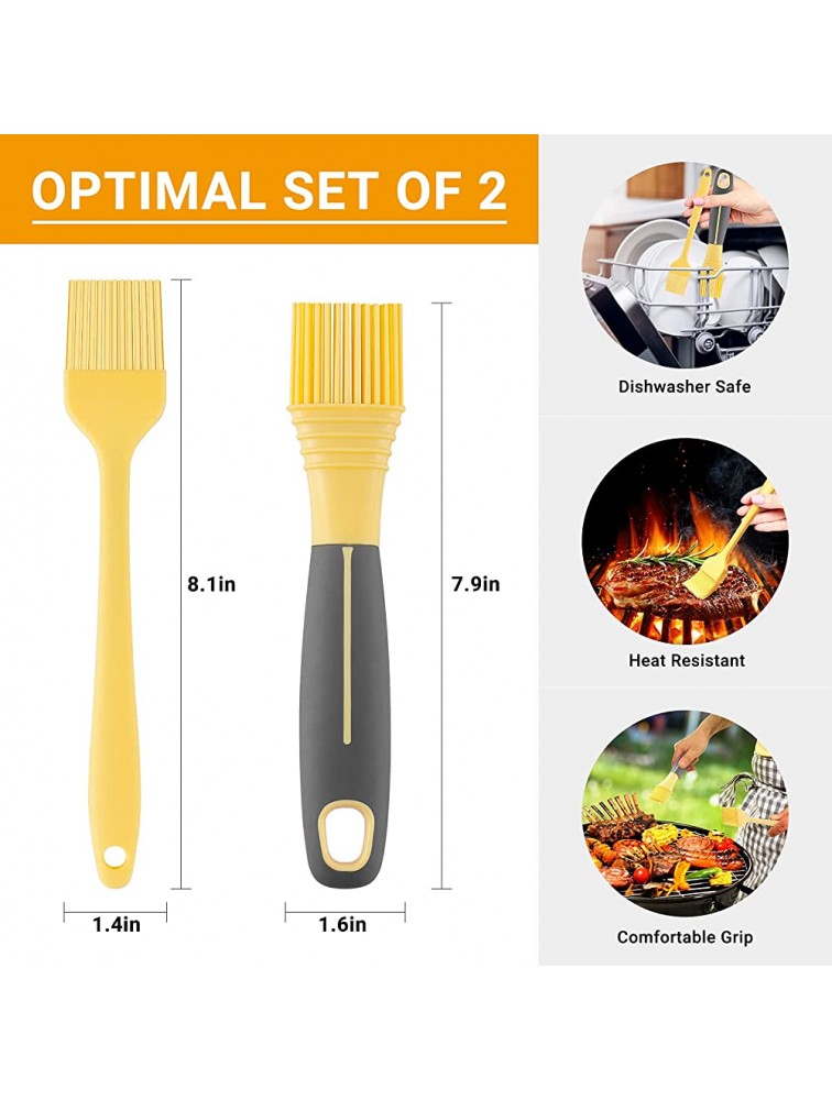 GIFBERA Silicone Pastry Brush with Thick Bristles 2 Pieces Basting Brush Versatile for Baking Cooking Grilling - B0NZOUY7T
