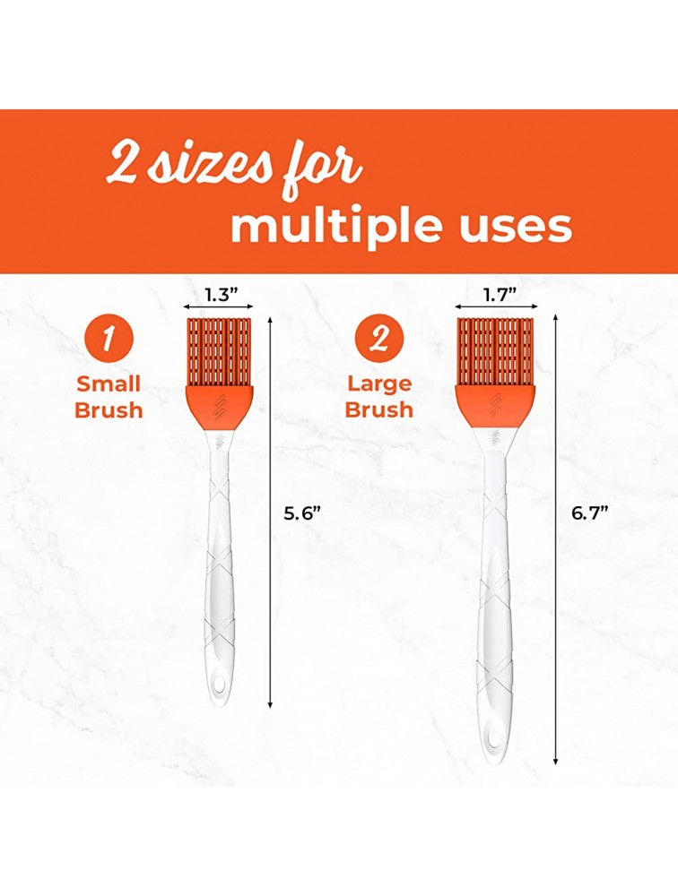 M KITCHEN WORLD Silicone Pastry Brush for Cooking 2 Pieces Rubber Basting Brush with Grid Kitchen Brushes Utensils for Food Sauce Butter Oil BBQ Spreading - B53TBL41C