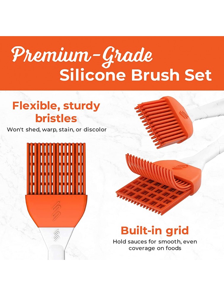 M KITCHEN WORLD Silicone Pastry Brush for Cooking 2 Pieces Rubber Basting Brush with Grid Kitchen Brushes Utensils for Food Sauce Butter Oil BBQ Spreading - B53TBL41C