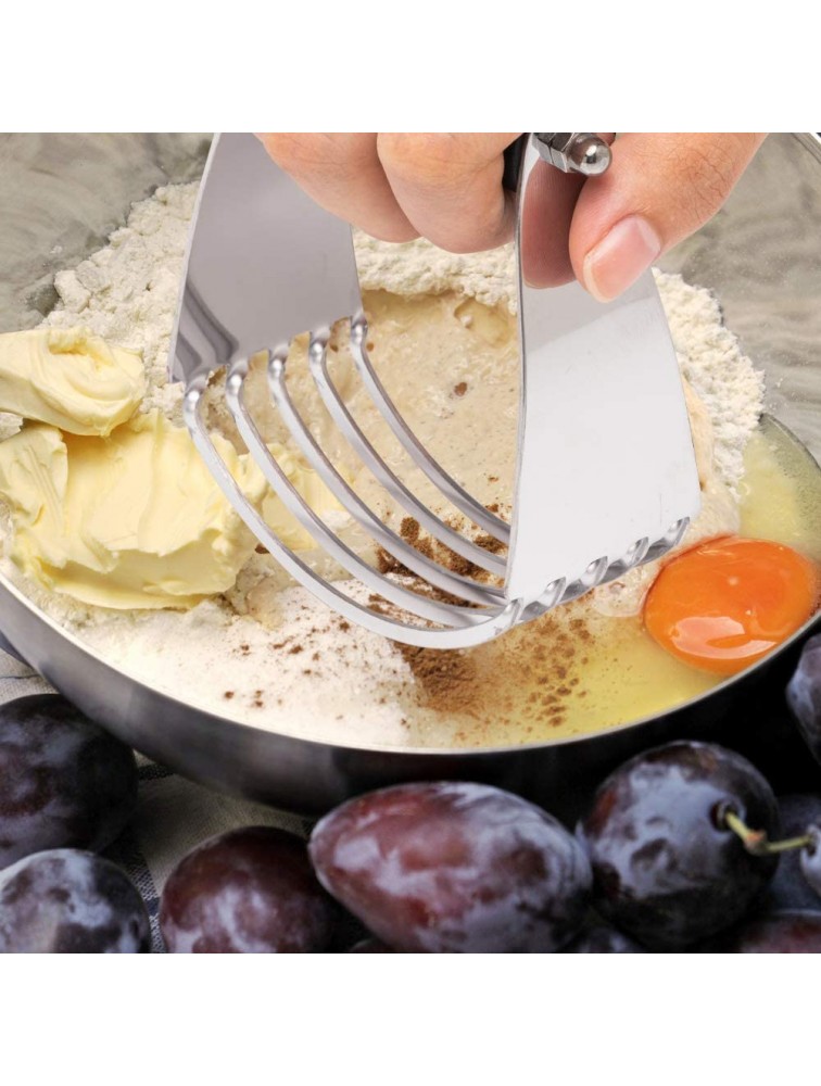 Dough Blender Heavy Duty Pastry Blender Stainless Steel Pastry Cutter for Baking Professional Butter Cutter Kitchen Gadgets 5-Blade Biscuit Cutter with Rubber Non Slip Grip - BK69B0KLA