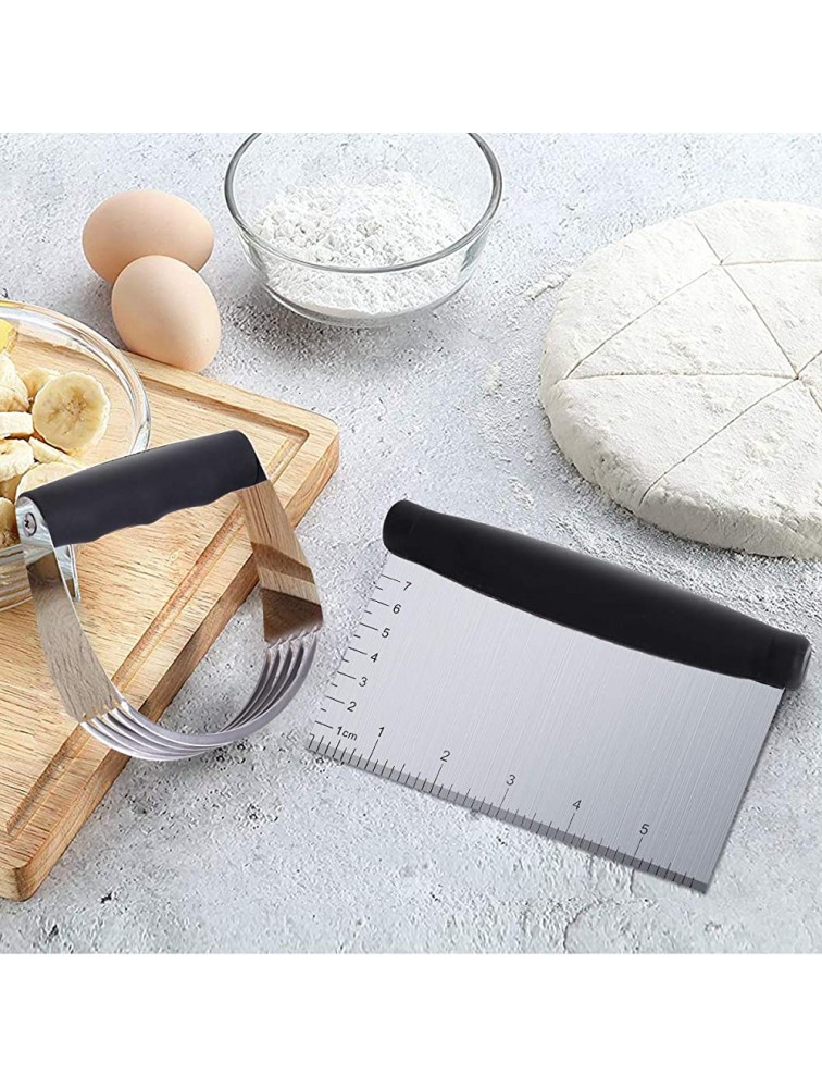 Dough Blender -Stainless Steel Pastry Cutter Set Pastry Blender + Dough Scraper + Pastry Brush Professional Pastry Set for Kitchen Baking Tools - BAWGE2U3F
