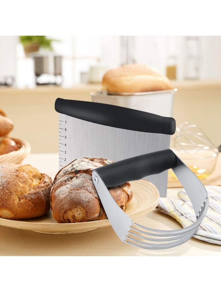 Dough Blender -Stainless Steel Pastry Cutter Set Pastry Blender + Dough Scraper + Pastry Brush Professional Pastry Set for Kitchen Baking Tools - BAWGE2U3F