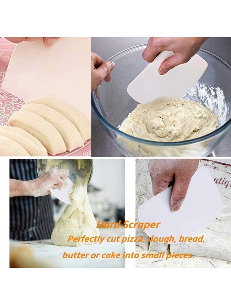 Dough Scraper Bench Scraper for Baking Food-safe Plastic Dough Cutter Flexible Flat Edge Cake Scraper Bowl Scraper Multipurpose Food Scrapers for Bread Making Orange and White Pack of 4 - BK3PJ0CXB