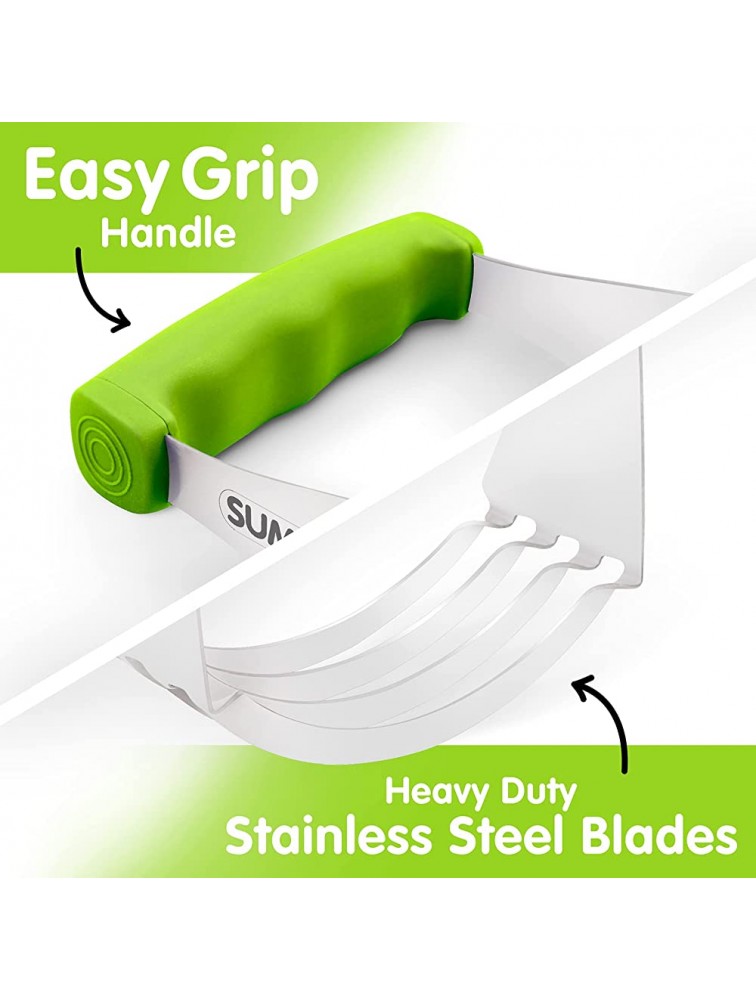 SUMO Pastry Cutter Tool Heavy Duty Stainless Steel Dough Cutter Dough Blender with Comfortable Handle Perfect for Flakey Pie Crust Dishwasher Safe Green - BJQ32J4VD