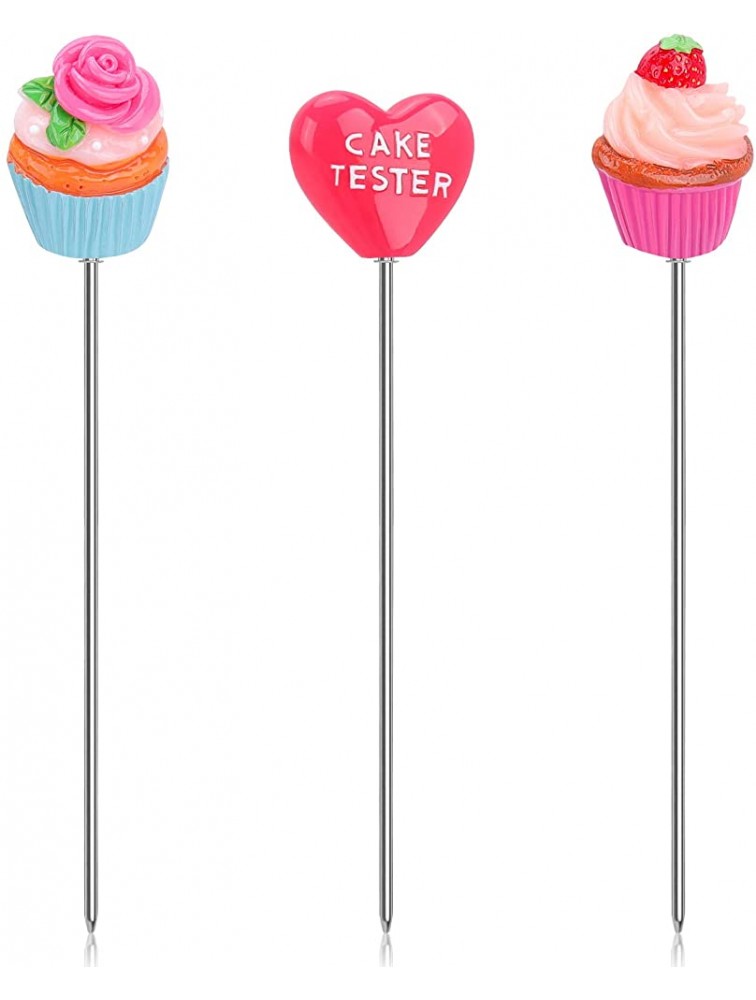 3 Pack Cake Tester for Baking Doneness Baking Tester Needle Reusable Baking Cake Testing Needles Practical 3D Head Stainless Steel Cake Tester Probe Pin for Kitchen Home Bakery Tools - BE2NZI8RO