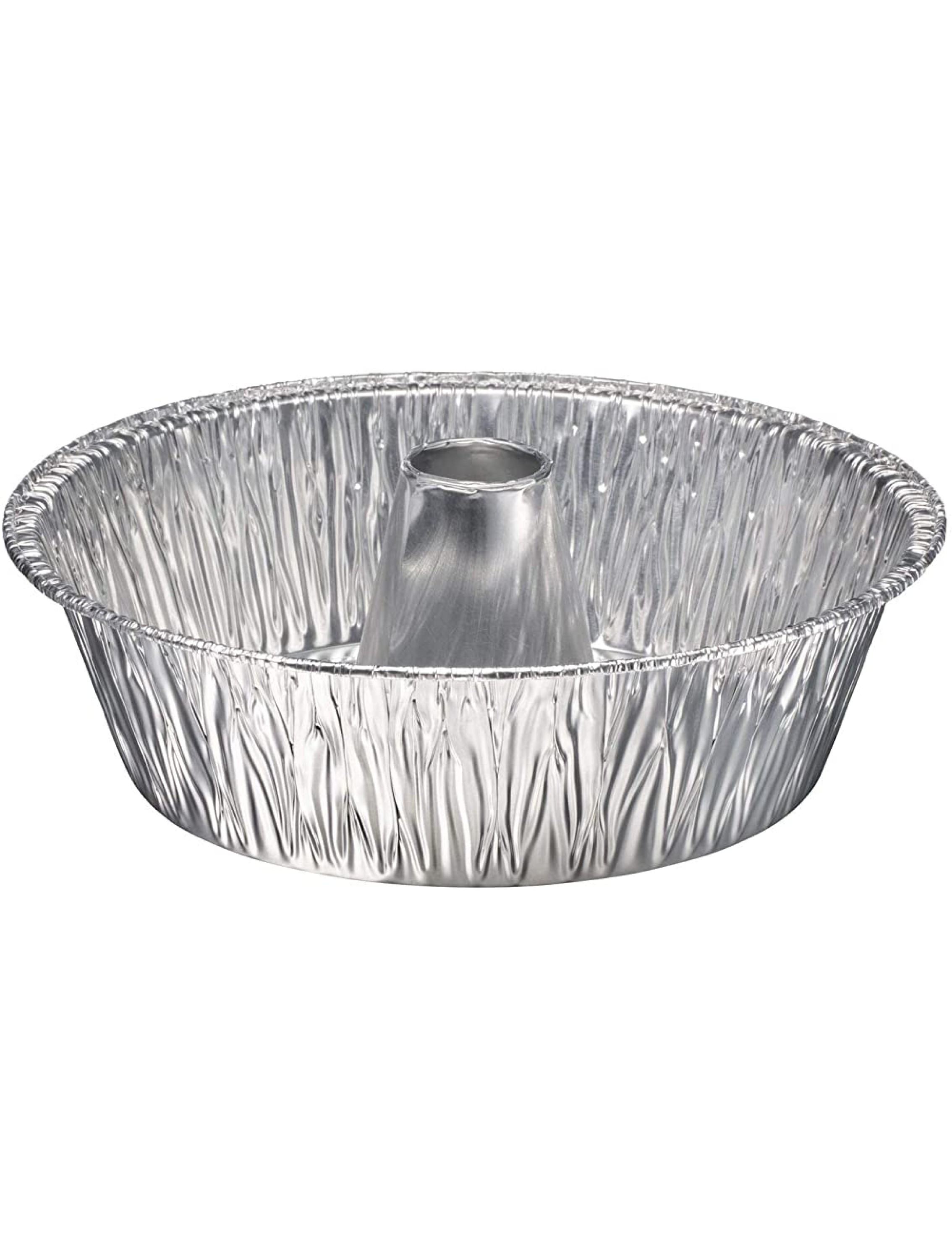 10 Disposable Round Cake Baking Pans Aluminum Foil Bundt Tube Tin Great for Baking Decorative Display Heavy Duty Aluminum Pan for Fruitcake Angel Food Cake 10 Counts - BWDVE4Q8W