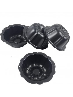 4 Inch Nonstick Mini Bundt Cake Pan Set of 4 for Baking Carbon Steel Fluted Cake Pans， Metal Round Pumpkin Shaped Cake Mould for Cupcake Muffin Brownie Pudding Black - BUZFQRSPP