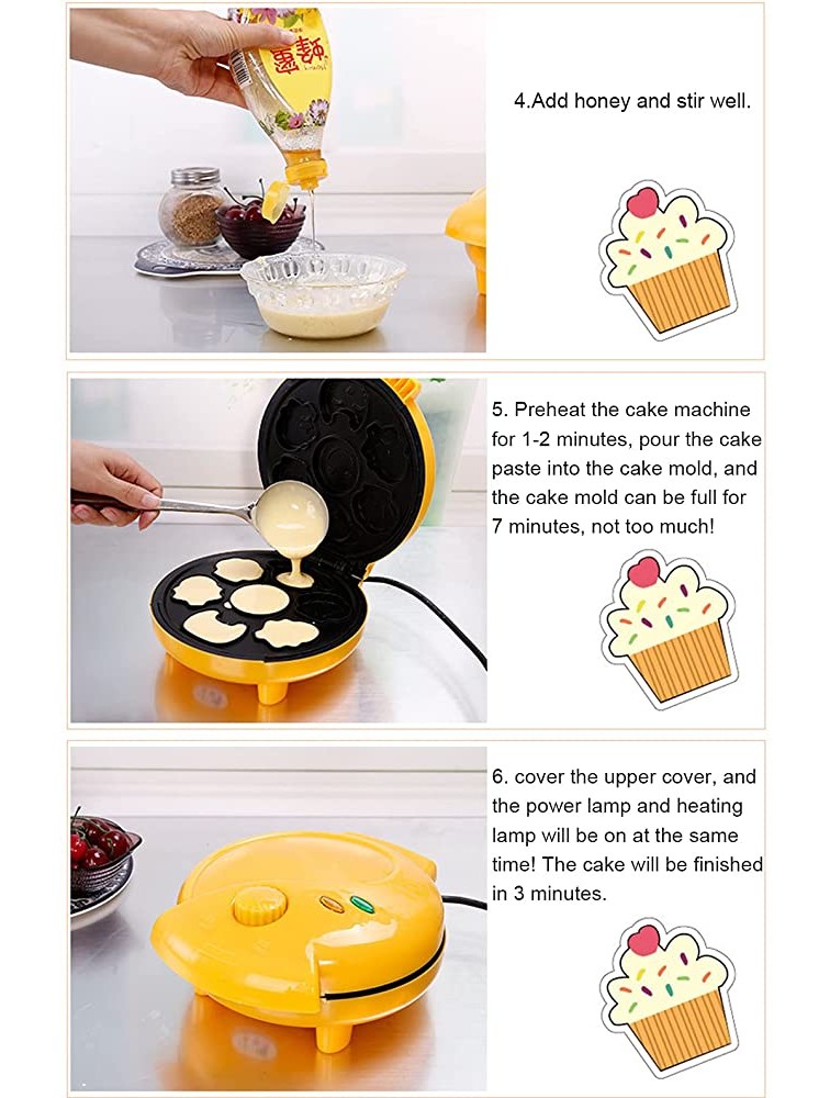Cake Machine Cartoon Mold Multifunctional Aluminum Automatic Breakfast Waffle Household Bread Machine Yellow EU Plug - BWIJM69NH