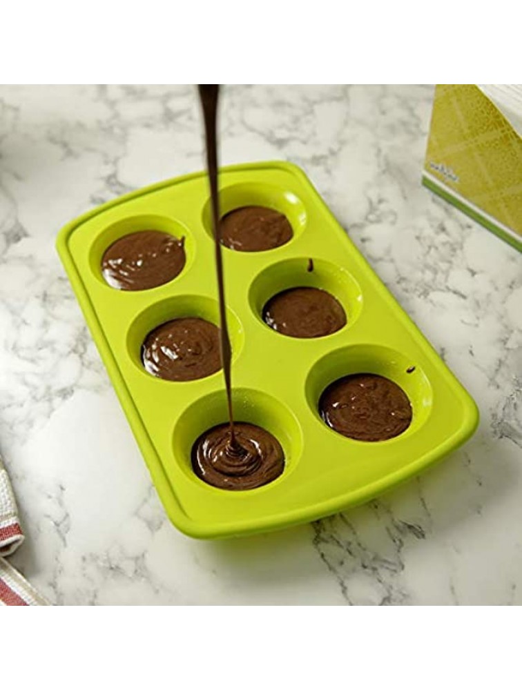 Elbee Baking Non Stick Durable 6 Cup Silicone Cupcake and Muffin Pan Set Thick Steel Reinforced Rim for Easy and Stable Movement - BCVK2WL6I