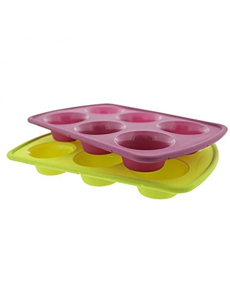 Elbee Baking Non Stick Durable 6 Cup Silicone Cupcake and Muffin Pan Set Thick Steel Reinforced Rim for Easy and Stable Movement - BCVK2WL6I