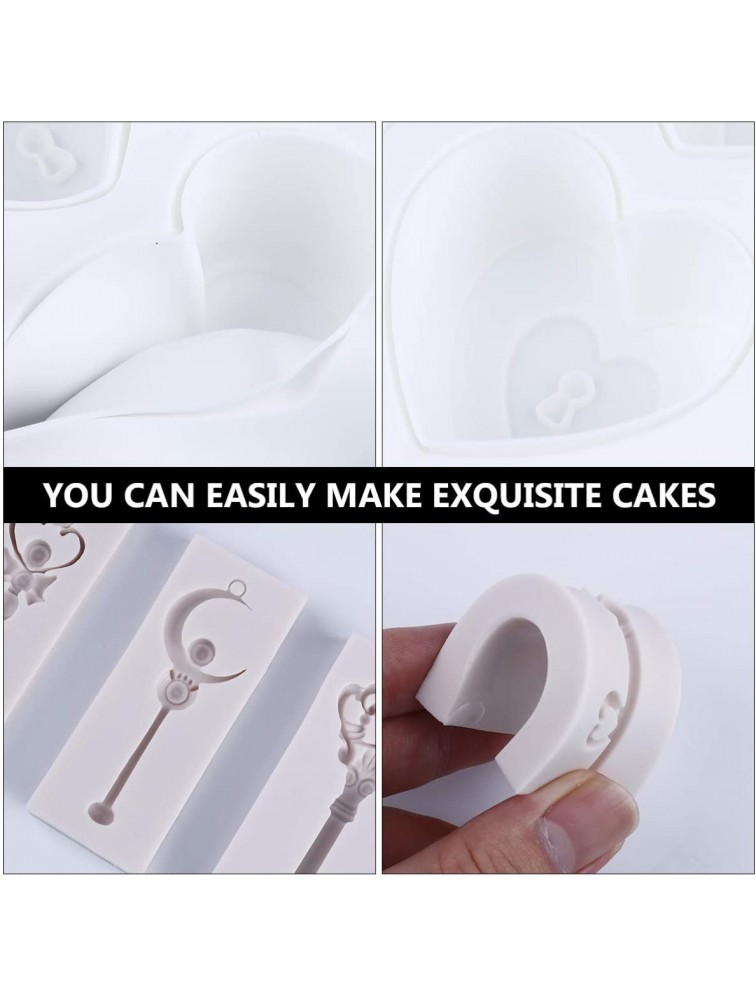 EXCEART 4Pcs Silicone Fondant Mold Love Heart Lock Key Baking Mold Chocolate Candy Mould Wedding Cake Decorating Tool for Paste Resin Baking Sugar Craft - BDT4BTN58