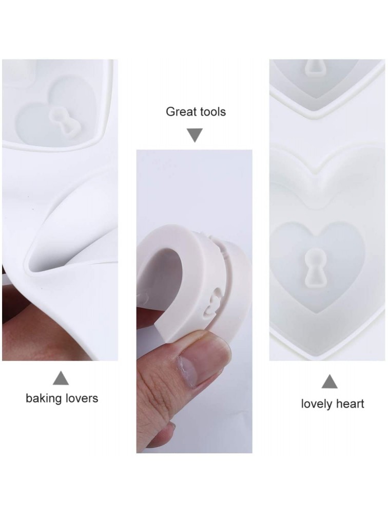 EXCEART 4Pcs Silicone Fondant Mold Love Heart Lock Key Baking Mold Chocolate Candy Mould Wedding Cake Decorating Tool for Paste Resin Baking Sugar Craft - BDT4BTN58