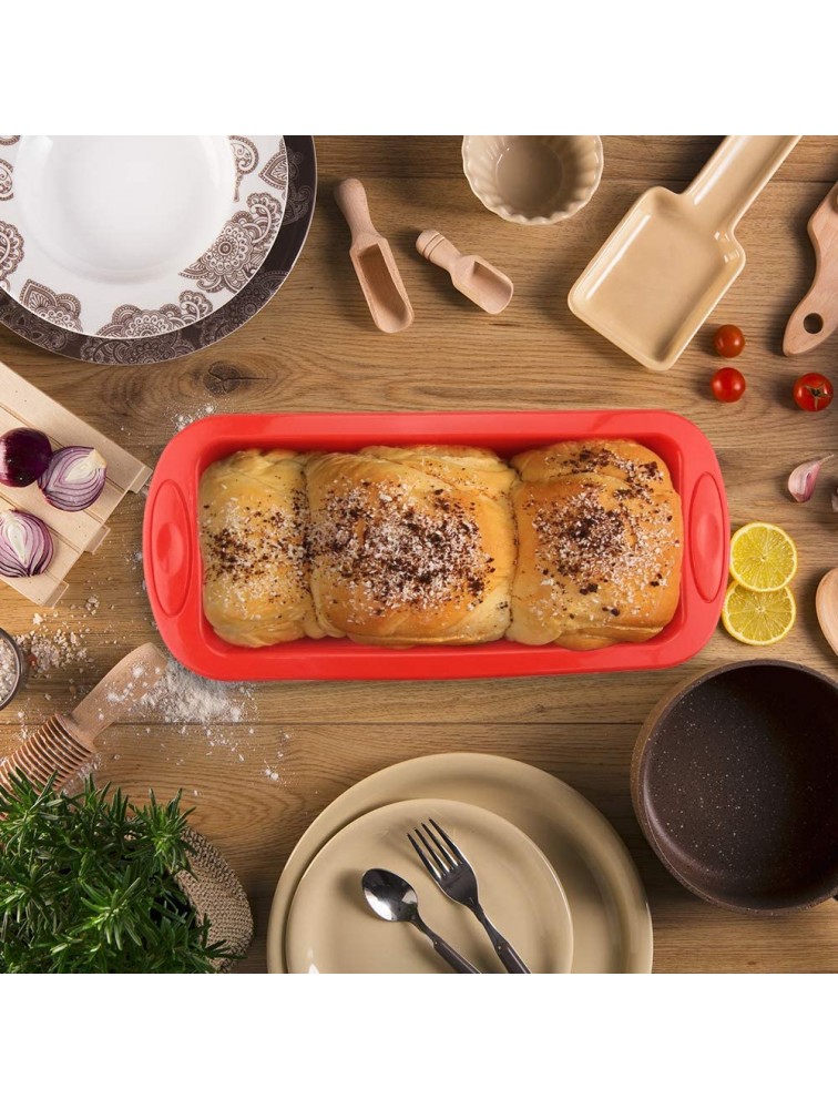 Silicone Bread and Loaf Pans Set of 2 SILIVO Non-Stick Silicone Baking Mold for Homemade Cakes Breads Meatloaf and Quiche 8.9x3.7x2.5 - B51OTCX1C