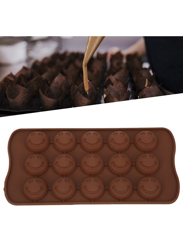 Silicone Chocolate Molds,Cute Silicone Face Shaped DIY Cand Mold Reusable,Non-Stick Easy To Use And Clean,Brown smile face - B0ZBY938C