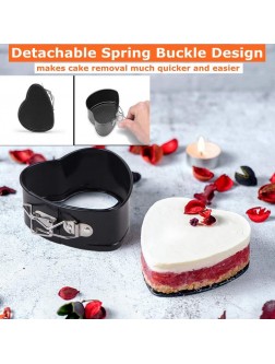 2 Pack 4 inch Heart Shape Springform Pan Non-stick Carbon Steel Mini Cheesecake Pan Heart Shaped Cake Pan Springform Heart Pan Leak-proof Heart Baking Pan Detachable Bottom and Buckled Black - BCCSPQZIL