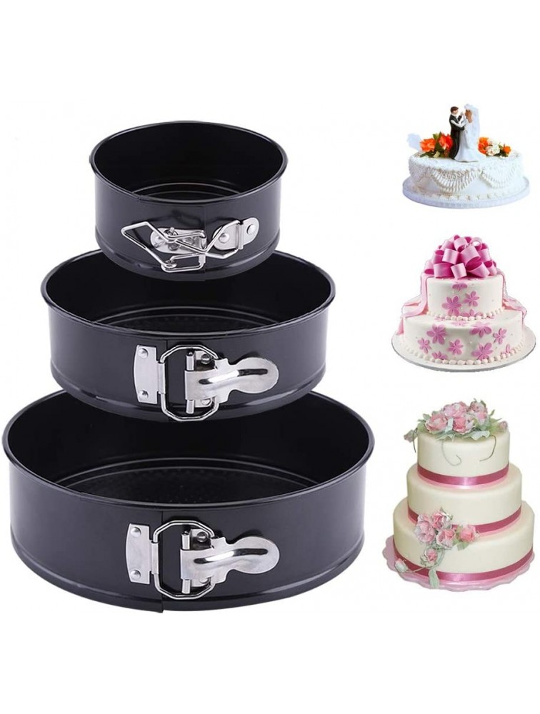 3 Pieces Set Non-stick Springform Leakproof Cake Pans Professional 4" 7" 9" Round Cake Mold and Baking Bakeware Set with Removable Bottom - BH9BGQEN3