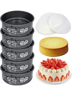 4.5-Inch Springform Cake Pan Set Pack Of 5 with 100 PCS Parchment Paper Nonstick Round Baking Pans with Removable Bottom Cake Pans for Mini Cheesecakes Pizzas and Quiches - BIUHKBEQT