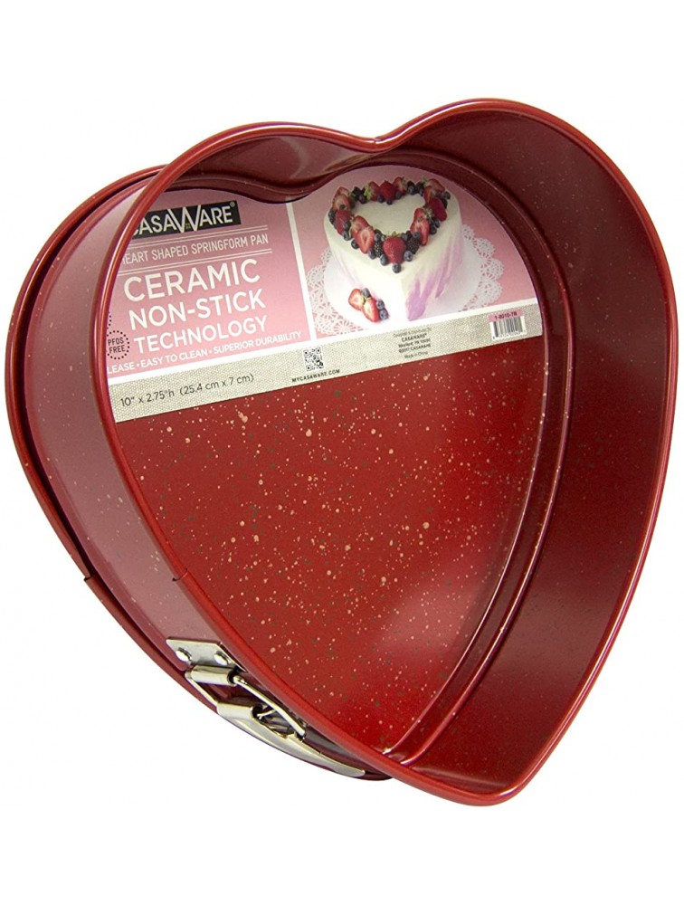 casaWare Heart Springform 10-Inch Pan Ceramic Coated NonStick Red Granite - BKLUNPH90