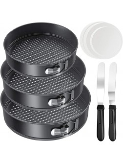 GEEKHOM Springform Pan Set of 3 Nonstick Cheesecake Pans Leakproof Round Cake Pans for Baking with Removable Bottom Cake Molds Includes 150 PCS Parchment Paper and Two Spatulas - BCIKJLTMM