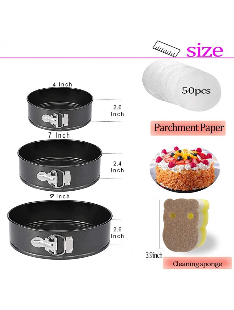N W Springform Pan 4inch 7inch 9inch Set,Leakproof Nonstick Bakeware Cheesecake Pan with Removable Bottom ​with 50 PCS Parchment Paper Liners for Baker and Baking Enthusiast Black 4.7.9inch - BYZSFGF97