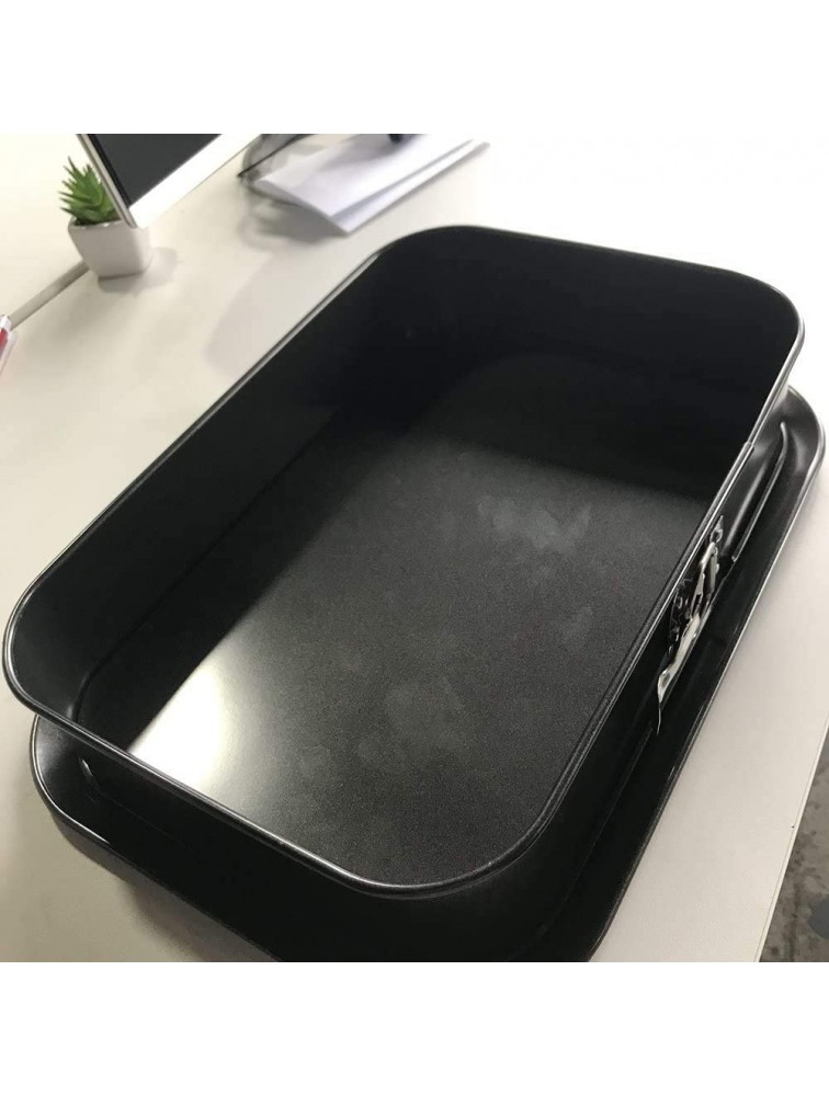 Non-Stick Cheesecake Pan Spring form Pan Rectangle Cake Pan with Removable Bottom Leakproof and Quick Release Latch Bakeware 14 inches 9.3 inches 3 inches Black 14 x 9.3 x 3 inches Black - B7I712YKL